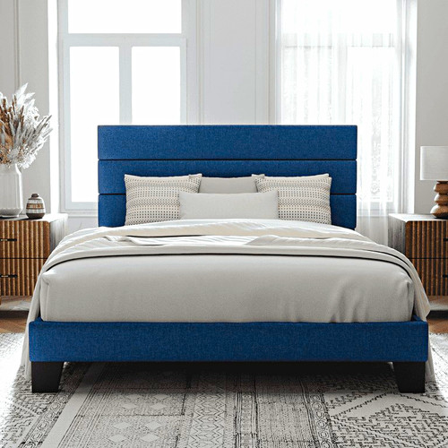 Blue fabric upholstered - blue,