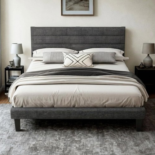 Queen upholstered platform bed - upholstered,