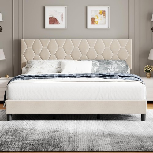 King size modern platform bed - king,